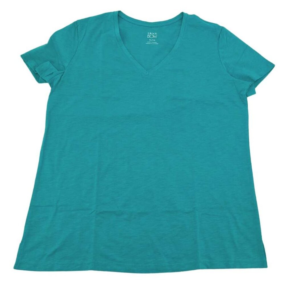 Black Bow Women's Teal V-Neck T-Shirt / Various Sizes